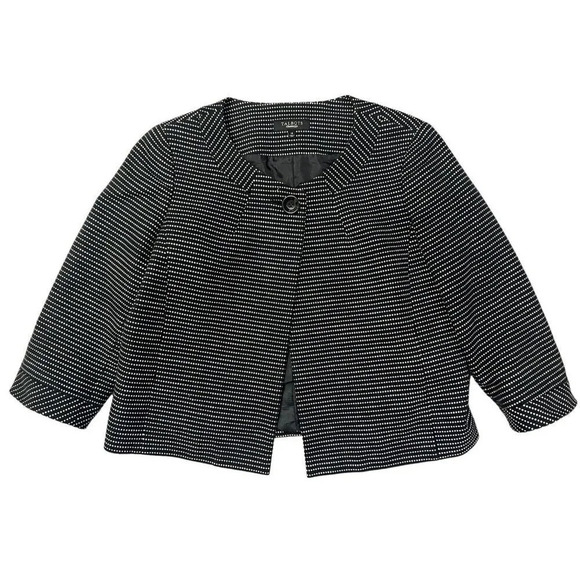 Talbots Jacket Swing Coat Sz 16 Black White Polka Dot Short Career Office - Picture 2 of 10